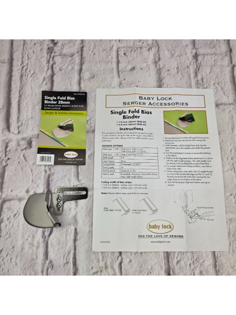 Baby Lock Single Fold Bias Binder 28mm BLE8-S4 Serger & Sashiko Accessory